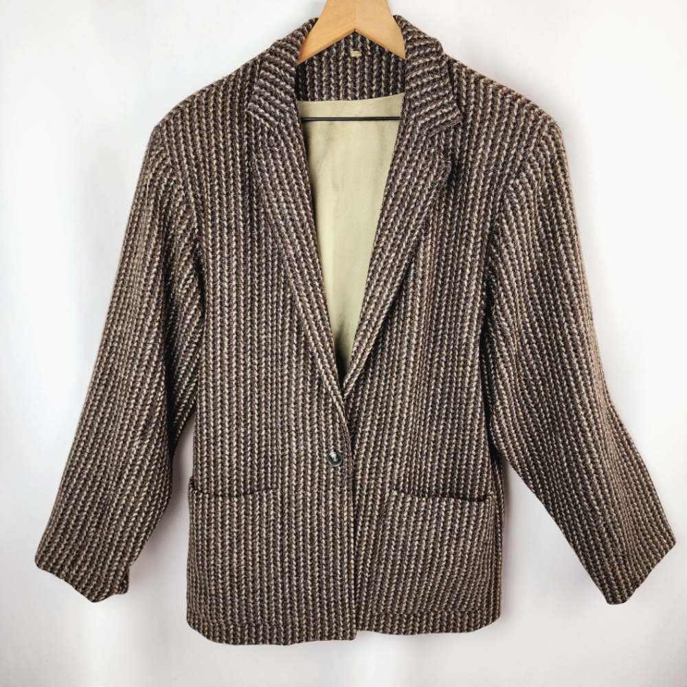 VINTAGE Savannah Women's Wool Tweed Blazer Jacket Size M
